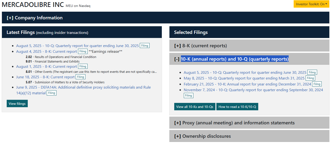 10-K and 10-Q Reports Section
